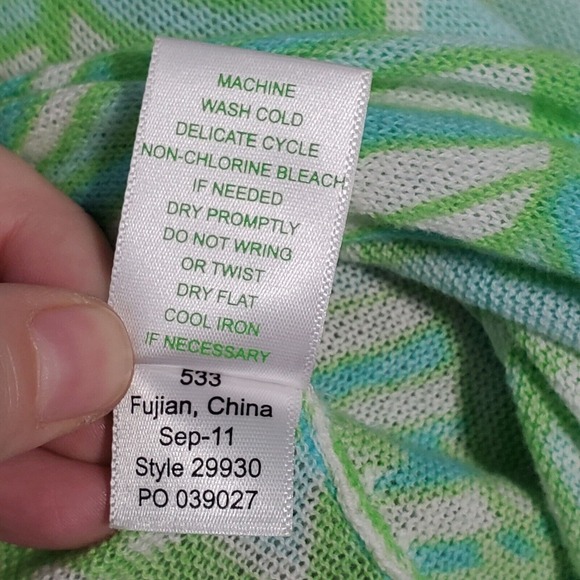 Lilly‎ Pulitzer Cardigan Womens S/M Green Waterfall Coverup Beach Resort READ - Picture 8 of 14